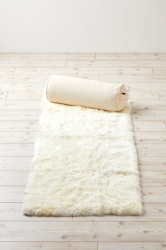 Ivory Shearling Yoga Mat - Quiet Luxury. Free next day UK shipping and Luxury Gift Box.