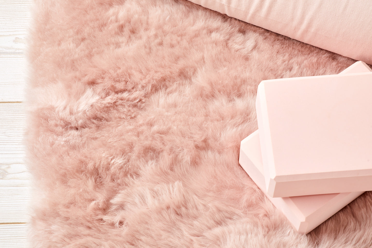 Soft pink shearling wellness mat