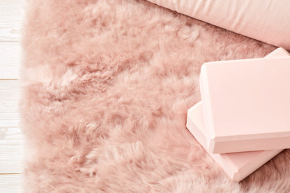 Soft pink shearling wellness mat
