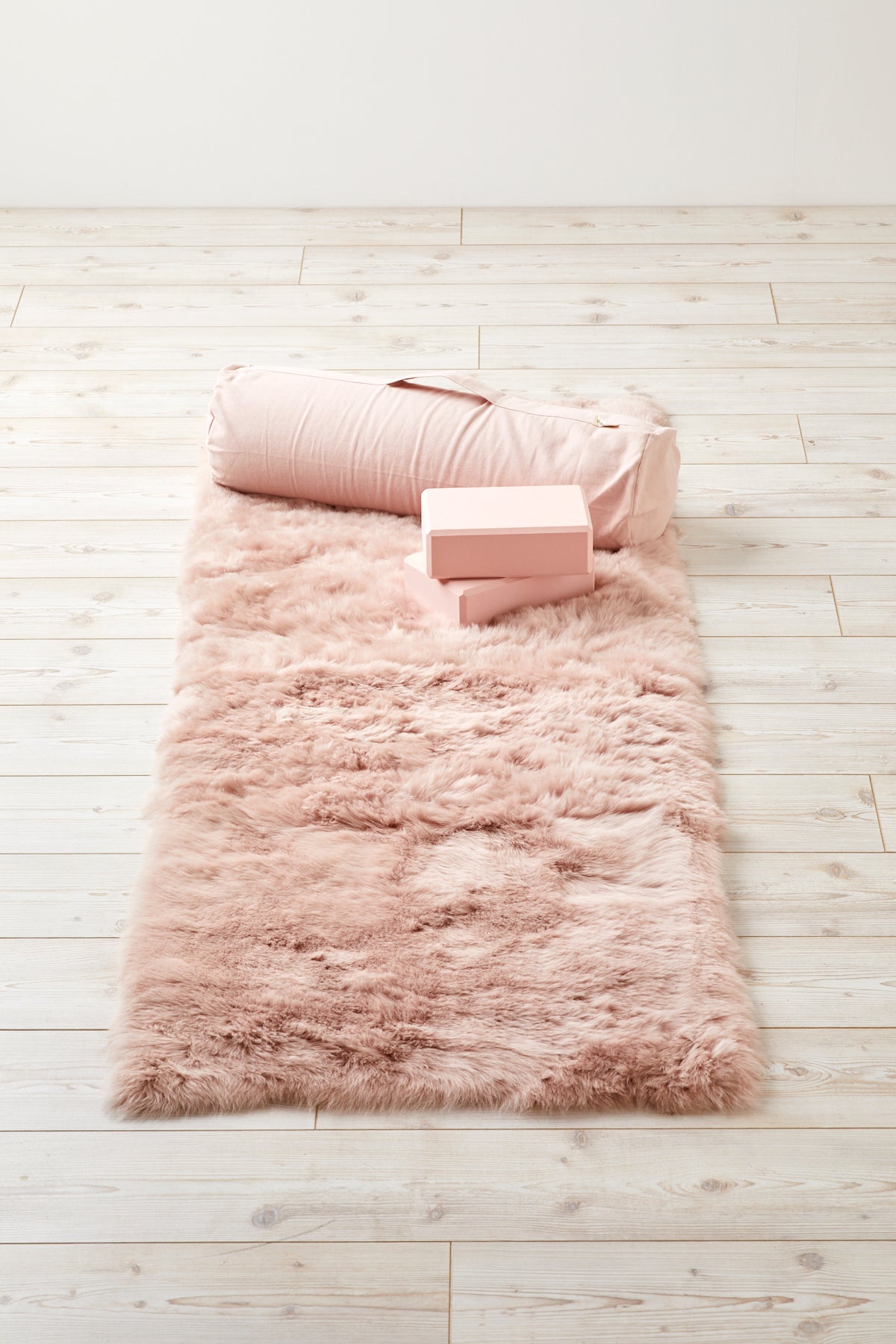 Soft pink shearling wellness mat
