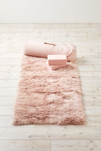 Soft pink shearling wellness mat